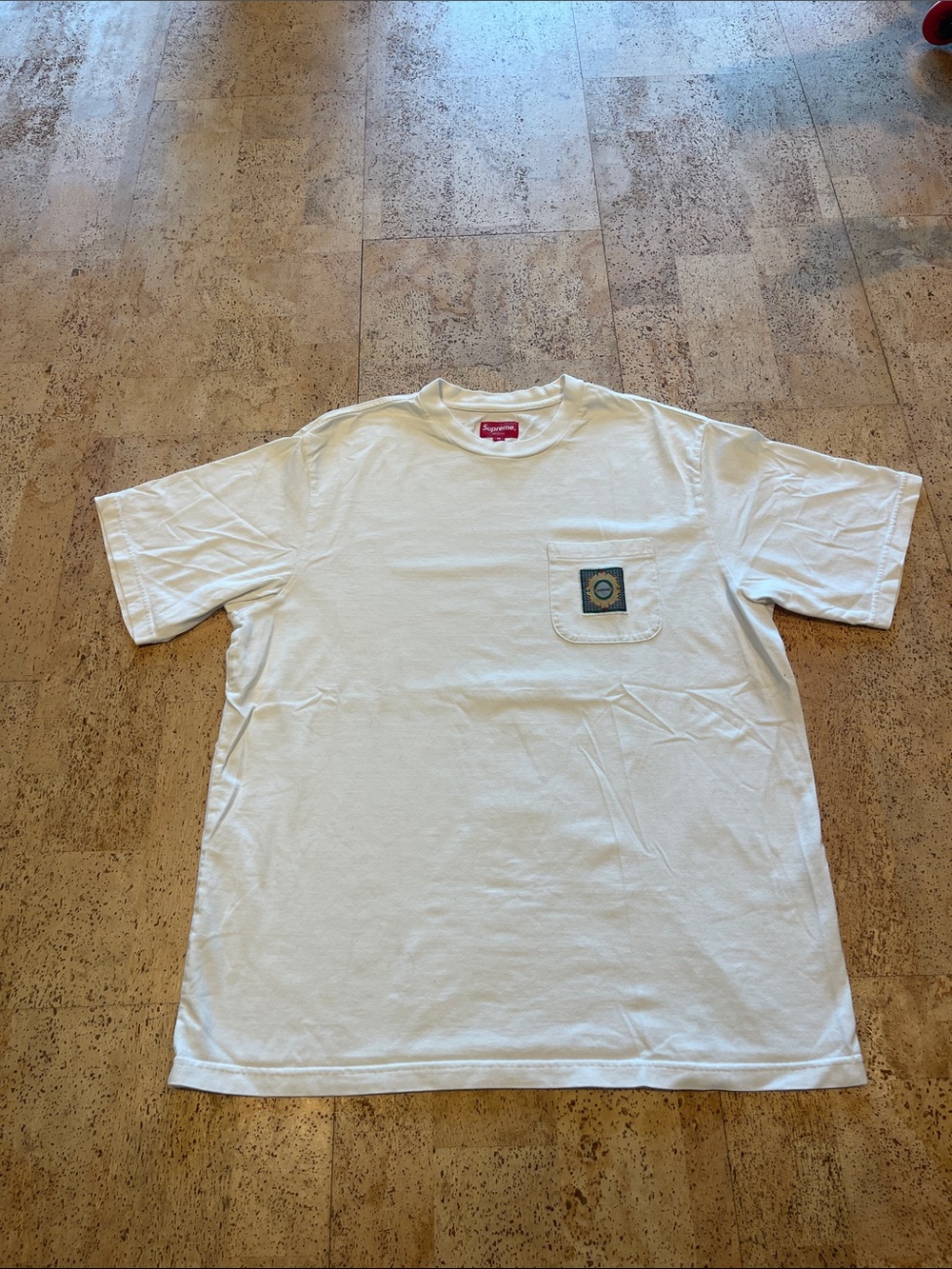 Original Supreme White Short Sleeve Pocket Tee with Small Patch